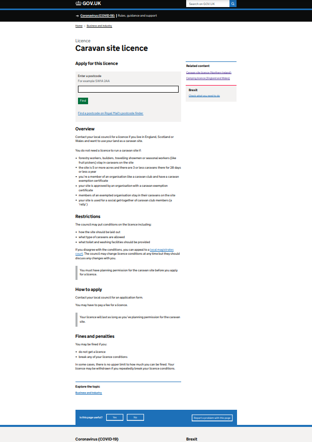 Caravan site licence - GOV.UK