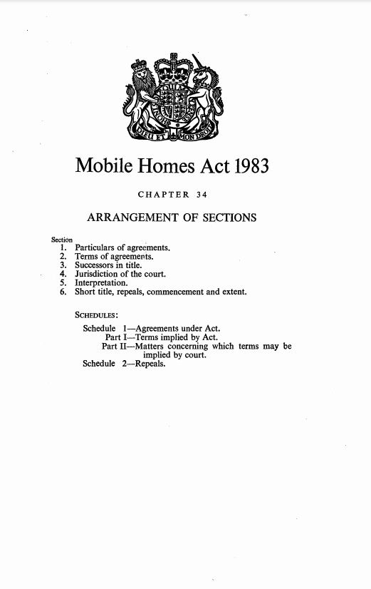 Mobile Homes Act 1983